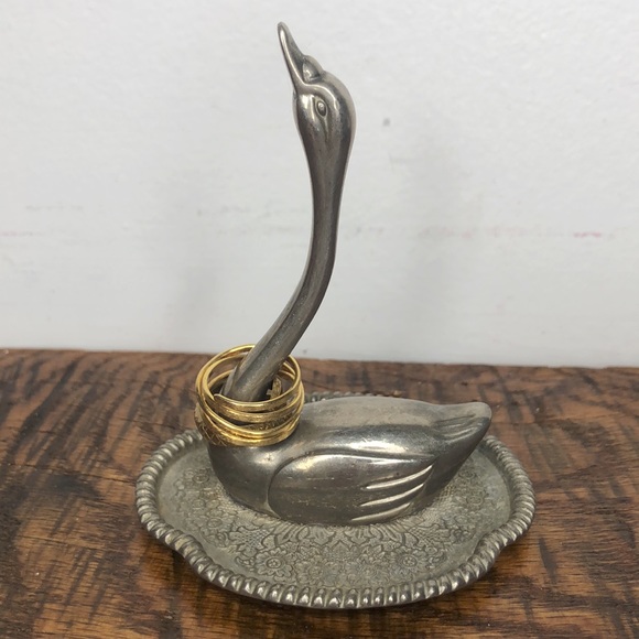 Vintage silver swan ring dish